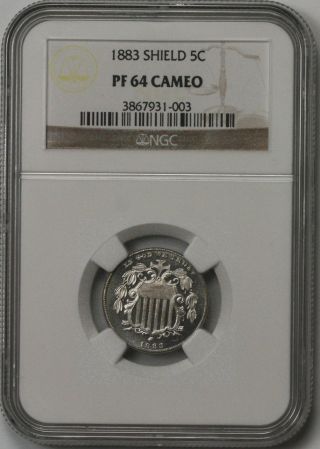 1883 Shield Nickel 5c Proof Pf 64 Cameo Ngc photo