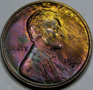 1932 - D Lincoln Cent Monster Gem Bu Rb. . .  With Simply Awesome Toning photo