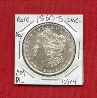 1880 S Dmpl Unc Morgan Silver Dollar 10904 Bu Ms+ Coin Us Rare Key Date Estate photo