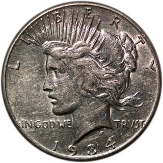 1934 - S $1 Peace Dollar Xf+ Key Date Coin photo