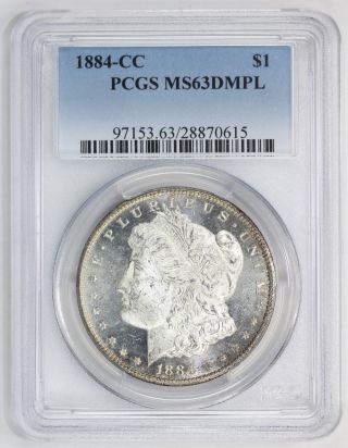 1884 Cc Morgan Silver Dollar Ms 63 Pcgs Dmpl (0615) photo