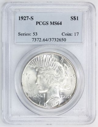 1927 S Peace Silver Dollar Ms 64 Pcgs (2650) photo