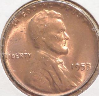 1953 - P Uncirculated Red Lincoln Wheat Cent. . photo