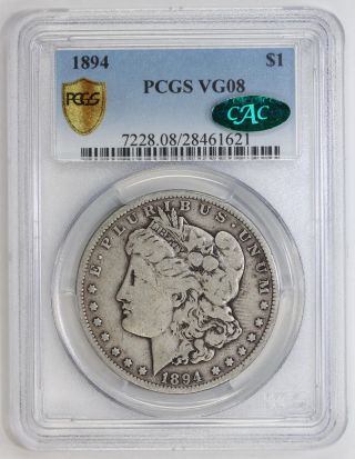 1894 Morgan Silver Dollar Vg 08 Pcgs Cac (1621) photo