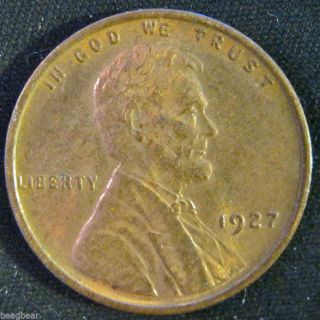 1927 - P Red/brown Choice Uncirculated Lincoln Cent High % Red 1321 photo