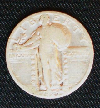 1927 - D 25c Standing Liberty Quarter 90% Silver Coin photo