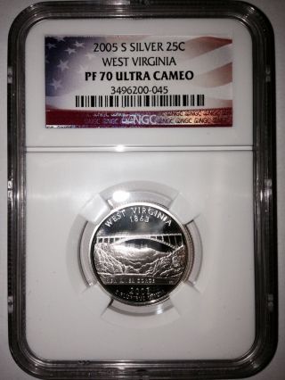 2005 - S West Virginia Silver Quarter 25c Ngc Pf70.  Ultra Cameo photo