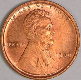 1909 P Vdb Lincoln Wheat Penny,  Gem Bu Uncirculated Red,  Jd 70 photo