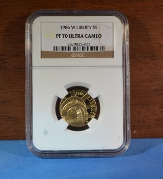 1986 - W $5 Gold Liberty Ngc Pf 70 Ultra Cameo photo
