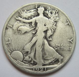 1921 - S Liberty Walking Half Dollar - Vg - Key Date photo
