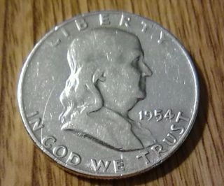 1954 - D 50c Franklin Half Dollar 90% Silver U.  S.  Coin Look photo