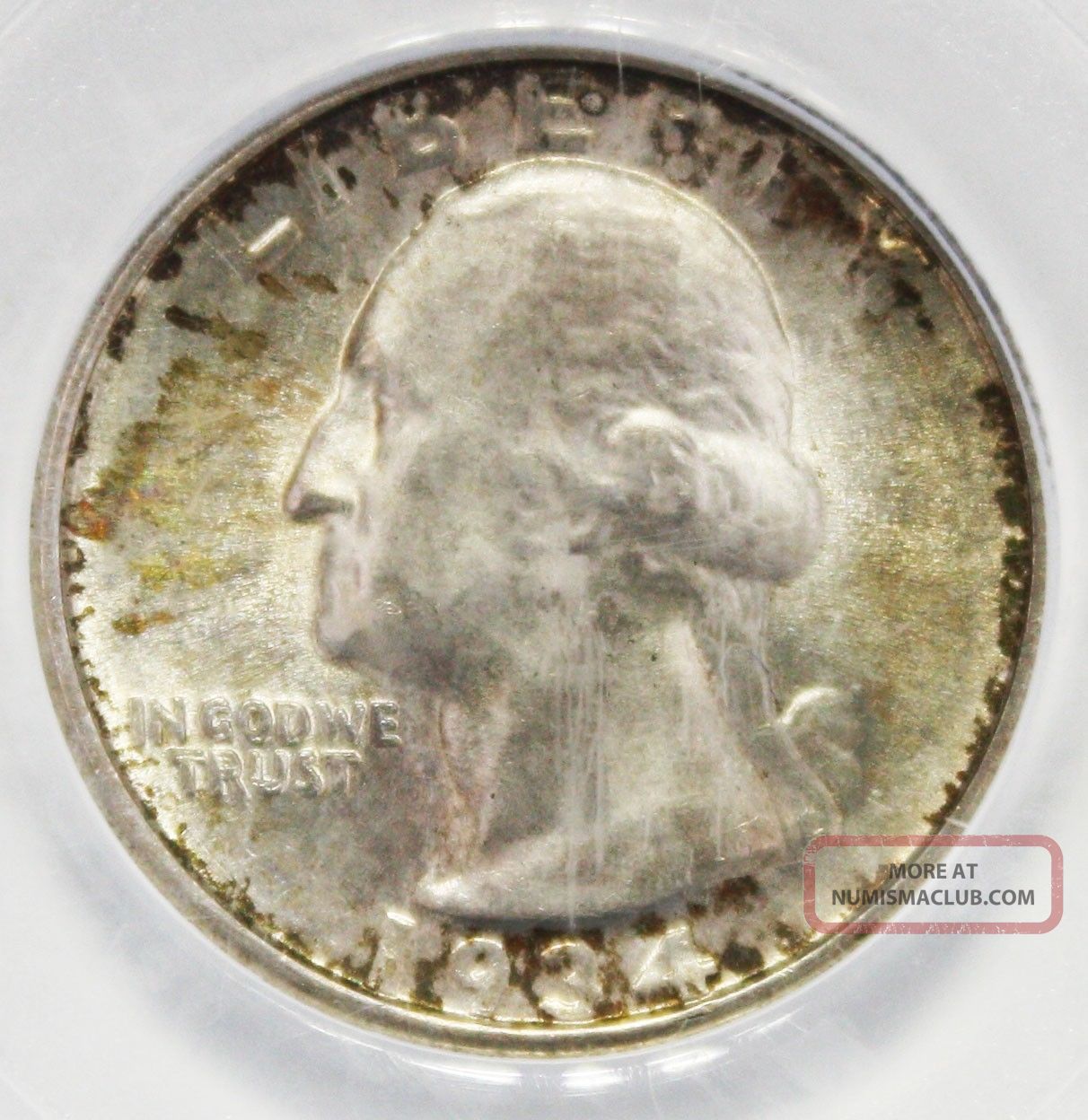 1934 Double Die Obverse Washington Quarter Pcgs Ms62 Rare Ddo Silver 25c