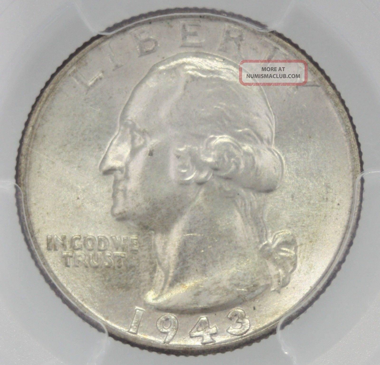 1943 Washington Quarter Pcgs Ms66 Rare Silver 25c