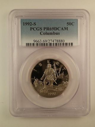 1992 - S Columbus Commemorative Half Dollar 50c Pcgs Pf69dcam Proof 69 Deep Cameo photo