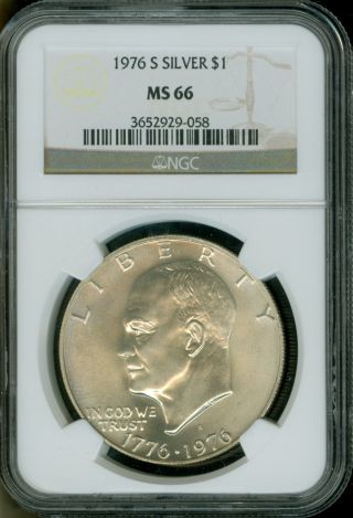 1976 - S Silver Eisenhower Dollar Ngc Ms66 Coin 2ka photo