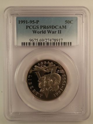 1991 - 95 - P 1993 Wwii World War 2 Proof Commemorative Half Dollar50c Pcgs Pf69dcam photo