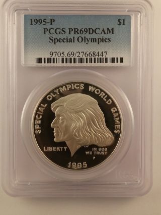 1995 - P Special Olympics Proof Commemorative Silver Dollar Pcgs Pf69dcam Kennedy photo