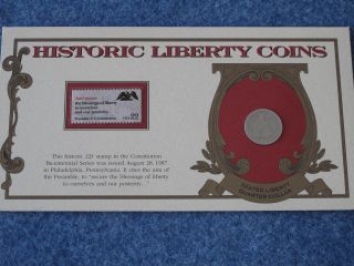 1856 Seated Liberty Silver Quarter Mounted In Historic Card B7837 photo