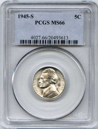 1945 S Pcgs Ms66 5c Jefferson Nickel photo