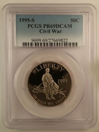 1995 - S Civil War Commemorative Half Dollar 50c Pcgs Pf69dcam Proof 69 Deep Cameo photo