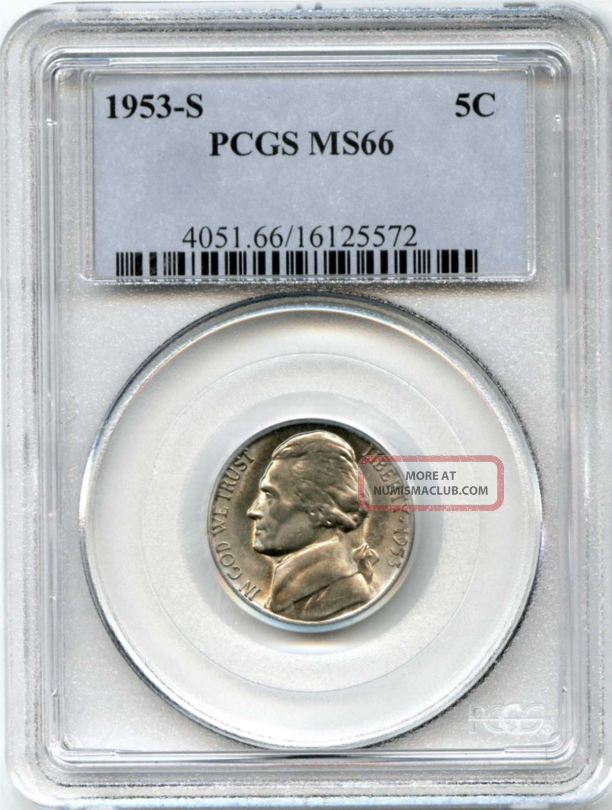 1953 S Pcgs Ms66 5c Jefferson Nickel