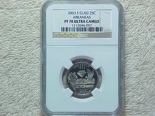 2003 S Proof Arkansas Clad State Quarter Coin Ngc Graded Pf70 Ultra Cameo photo
