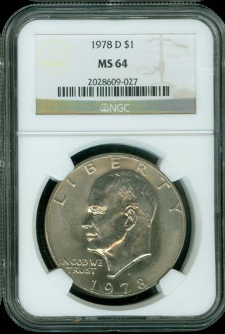 1977 - D Eisenhower Dollar Ngc Ms64 2ka photo