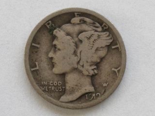 1919 - P Mercury Dime 90% Silver U.  S.  Coin D7017 photo