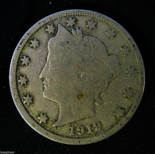 1912 - D Semi - Key Date Liberty Nickel V Nickel Solid Major Details 2970 photo