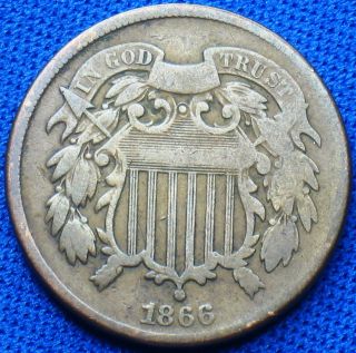 1866 Two Cent.  Obsolete Type Coin. . .  Check It Out photo