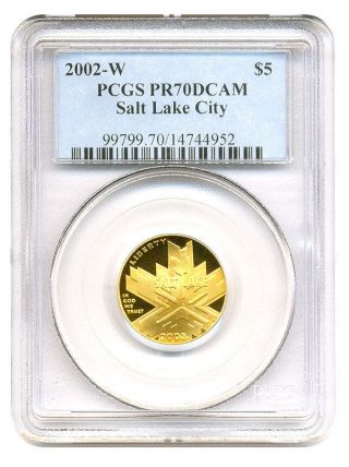 2002 - W Salt Lake City Olympics $5 Pcgs Proof 70 Dcam Modern Commemorative Gold photo