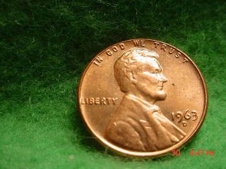 1963 - D Lincoln Memorial Cent,  Brilliant Uncirculated Red photo