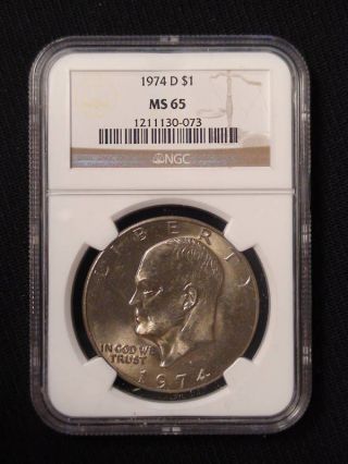1974 D Ike Eisenhower Dollar Certified Ngc Ms65 $1 Uncirculated Coin photo