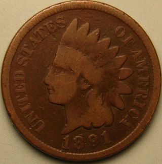 1891 Indian Head Penny,  Ae 19 photo