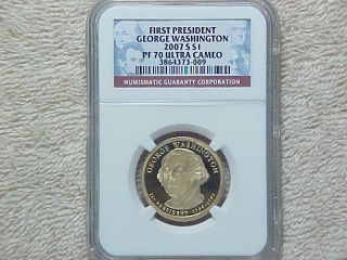 2007 S Proof George Washington Presidential Dollar Ngc Graded Pf70 Ultra Cameo photo