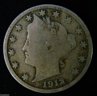 1912 - D Semi - Key Date Liberty Nickel V Nickel With A Full Liberty 2937 photo