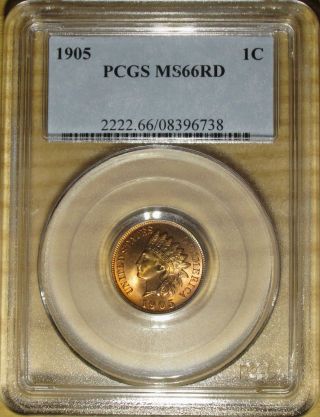 1905 Indian Head Cent Pcgs Ms 66 Rd.  Lustrous Orange 1 Of 46 In 66 And 1 Finer photo