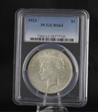 1923 Pcgs Ms63 Peace Dollar - Graded Silver Investment Certified Coin $1 photo