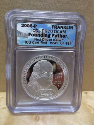 2006 Founding Father Silver Dollar Commemorative Icg - Pr70 Dcam Perfect Coin photo