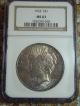 1923 - P Ngc Ms63 Toned Silver Peace Dollar Dollars photo 3