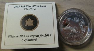2013 Proof $10 O Canada - Orca (killer Whale).  9999 Silver Coin & Only photo