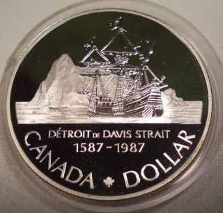 1987 Canada John Davis 400th Anniversary Commemorative Silver Proof Dollar photo
