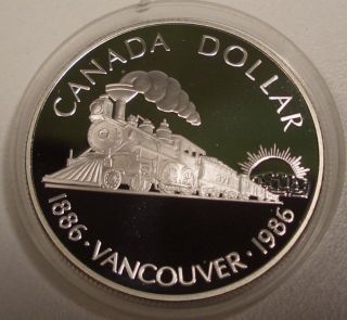 1986 Canada Vancouver 100th Anniversary Commemorative Silver Proof Dollar photo