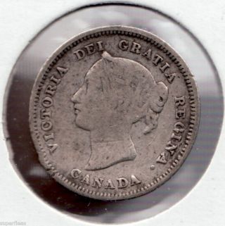 1880 Silver Coin 5 Ct Canadian Victoria photo