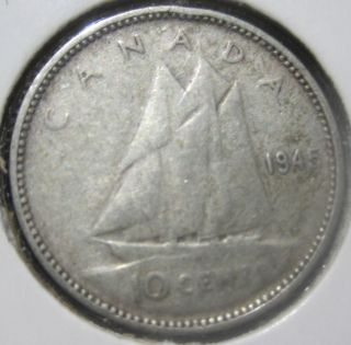 Canada 1945 10 Cent Silver Bluenose Sailing photo