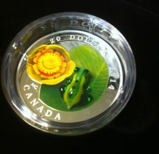 2014 $20 Fine Silver - Lilypad W/ Venetian Glass Leopard Frog - 1400/12500 photo