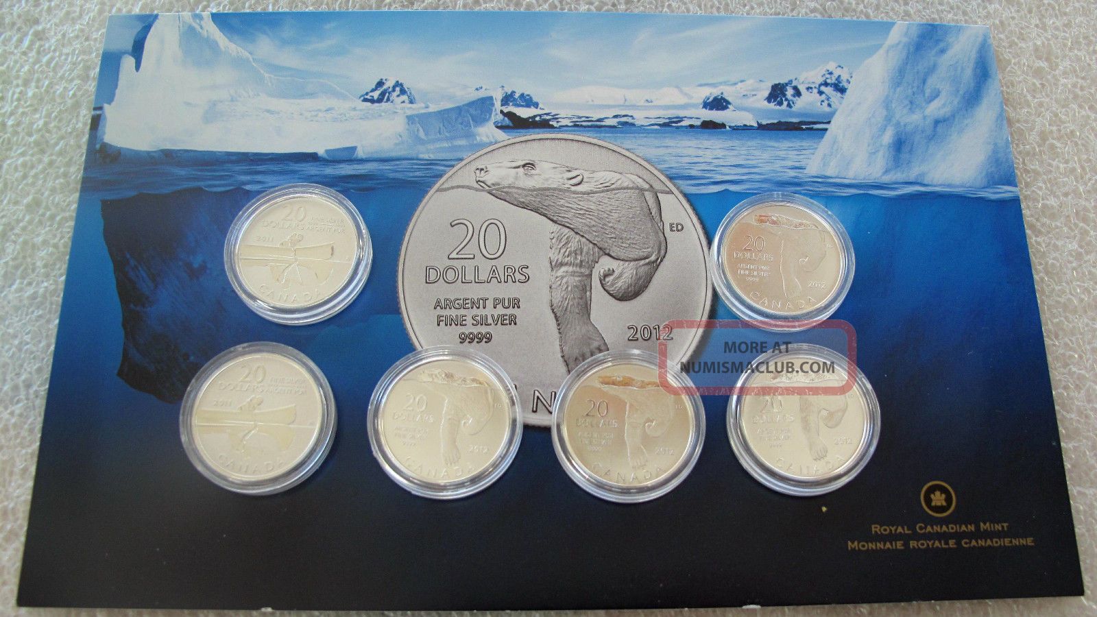 2011 - 2012 Canada 9999 Silver 6 X $20 Dollars Canoe,  Polar Bear Coins: Canada photo