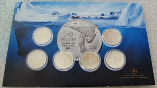 2011 - 2012 Canada 9999 Silver 6 X $20 Dollars Canoe,  Polar Bear photo