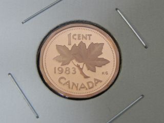 1983 Proof Unc Canadian Canada Maple Leaf Elizabeth Ii Penny One 1 Cent photo