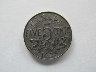 1928 Canada 5 Cents Coin photo